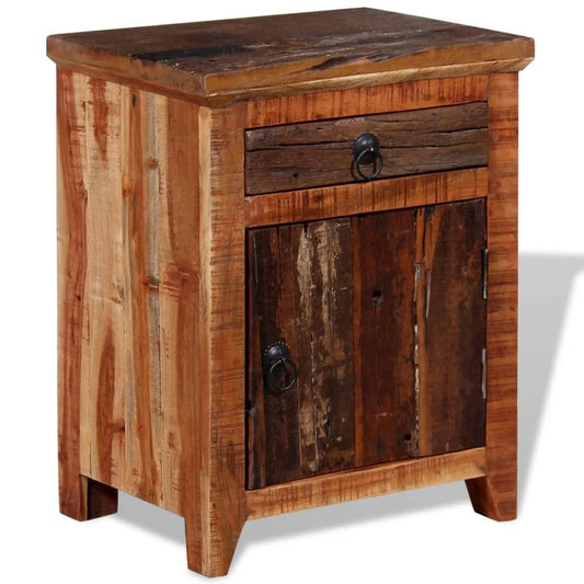 Nightstand Brown Solid Acacia and Reclaimed Wood Small