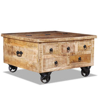 vidaXL Coffee Table Rough Mango Wood 27.6"x27.6"x15.7", 243979