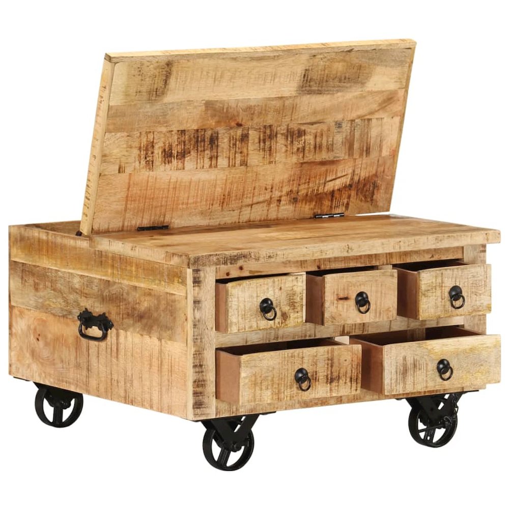 vidaXL Coffee Table Rough Mango Wood 27.6"x27.6"x15.7", 243979