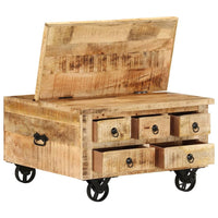 vidaXL Coffee Table Rough Mango Wood 27.6"x27.6"x15.7", 243979