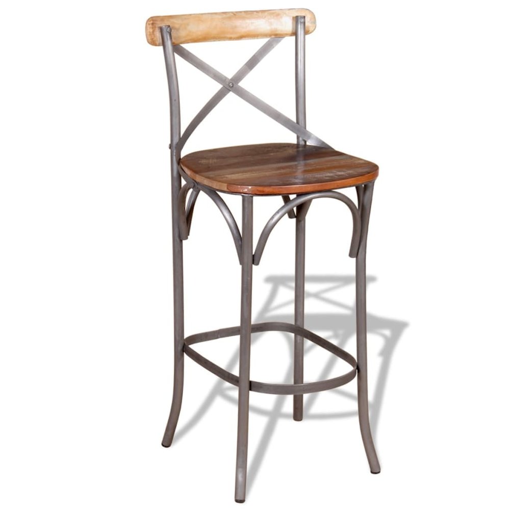 Bar Chair Multicolour Solid Reclaimed Wood Durable Bar Chair