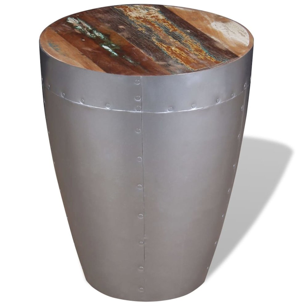 Stool Brown, Silver Solid reclaimed wood, Aluminum Compact
