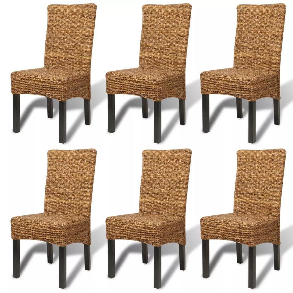vidaXL Dining Chairs 6 pcs Abaca and Solid Mango Wood, 274201