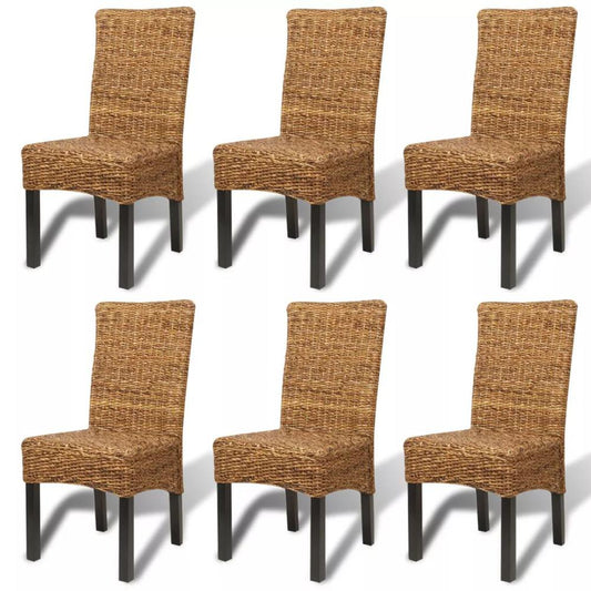 vidaXL Dining Chairs 6 pcs Abaca and Solid Mango Wood, 274201