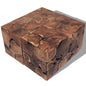 Stool Set of 4 Brown Solid Teak Medium Modular Stool Square