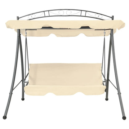 Garden Swing Seat Sand White Powder-Coated Steel Large