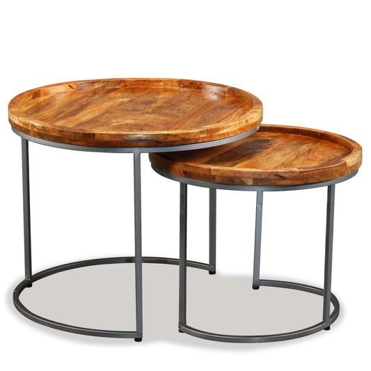 vidaXL Side Table Set 2 Pieces Solid Mango Wood, 244585