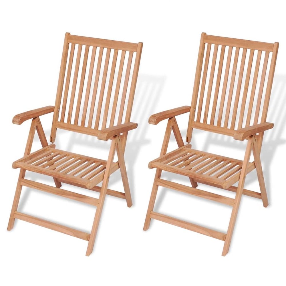 vidaXL Reclining Garden Chairs 2 pcs Solid Teak Wood, 43029