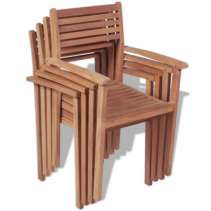 Stackable Chair Set of 4 Warm teak Smooth teak hardwood Standard