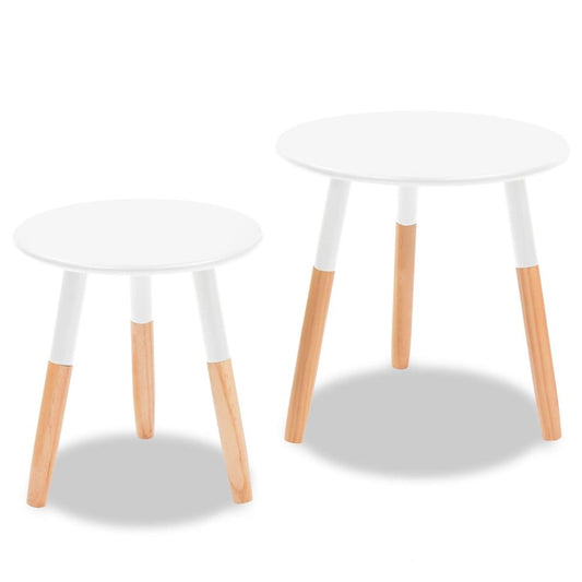 vidaXL Side Table Set 2 Pieces Solid Pinewood White, 244734