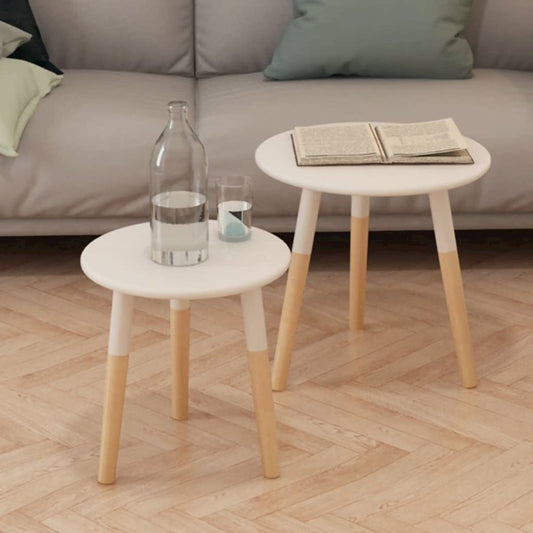 vidaXL Side Table Set 2 Pieces Solid Pinewood White, 244734