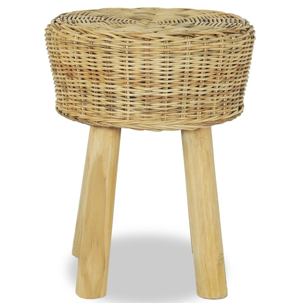 Stool Natural Natural Rattan, Solid Teak Standard Durable