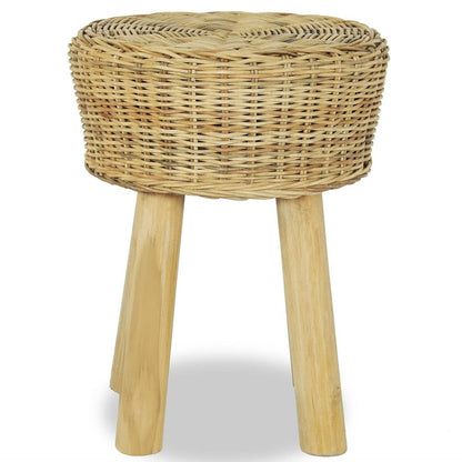 Stool Natural Natural Rattan, Solid Teak Standard Durable