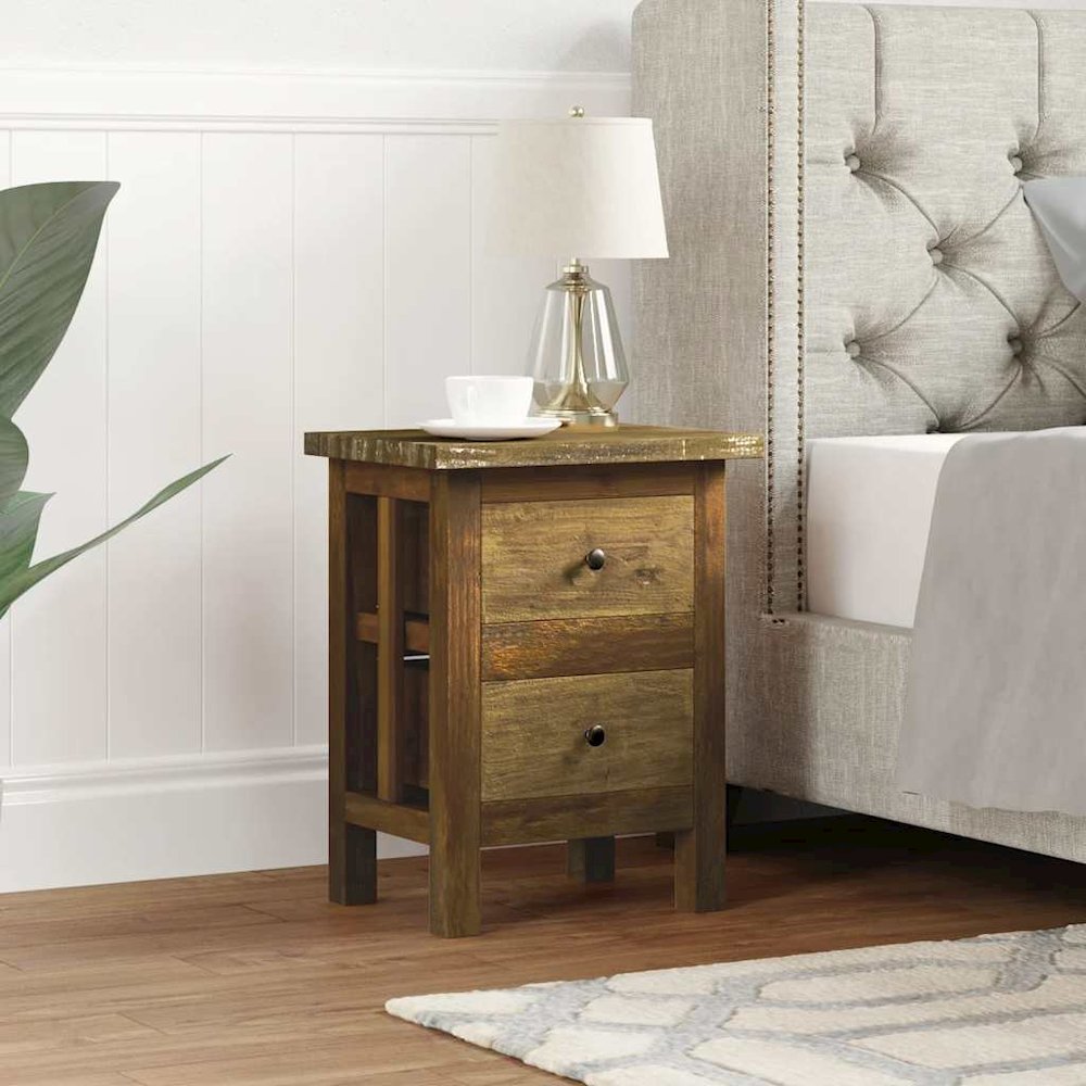 Nightstand Brown Solid Mahogany Wood 15.7x11.8x20.1 in