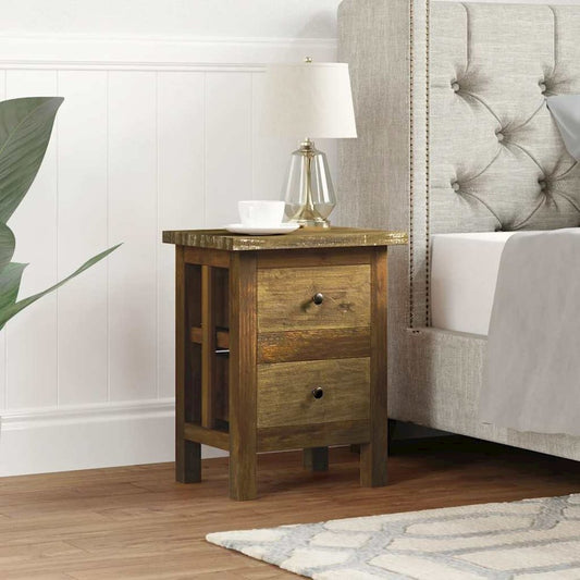 Nightstand Brown Solid Mahogany Wood 15.7x11.8x20.1 in