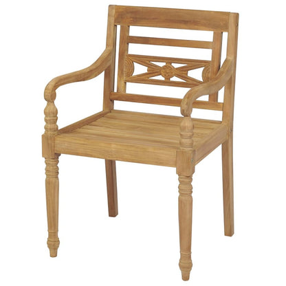 Garden Chair Set of 2 Brown Teak wood Standard Durable