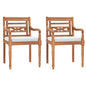 Garden Chair Set of 2 Brown Teak wood and cotton Standard