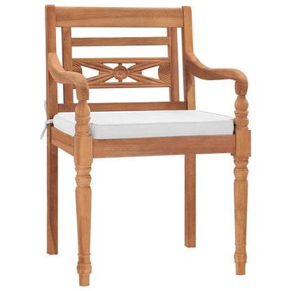 Garden Chair Set of 2 Brown Teak wood and cotton Standard