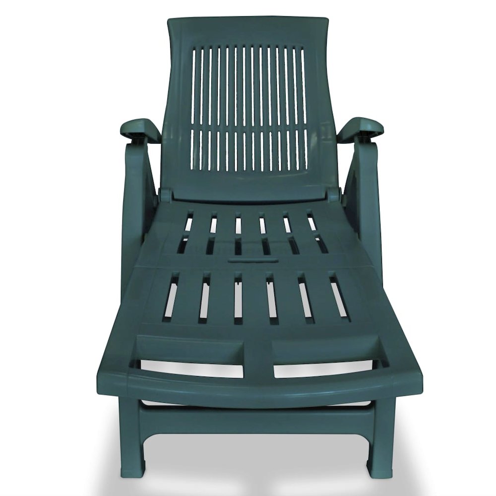 Sunlounger Green Plastic One Size Foldable Sun Lounger