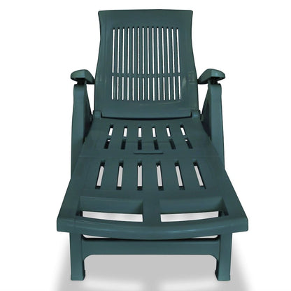 Sunlounger Green Plastic One Size Foldable Sun Lounger