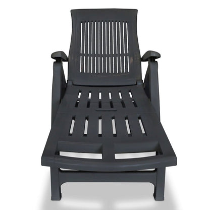 Sun Lounger Anthracite Plastic Standard Foldable Sun Lounger