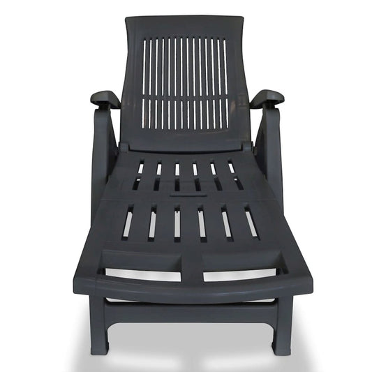 Sun Lounger Anthracite Plastic Standard Foldable Sun Lounger