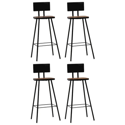 Bar Chair Set of 4 Dark Brown, Black