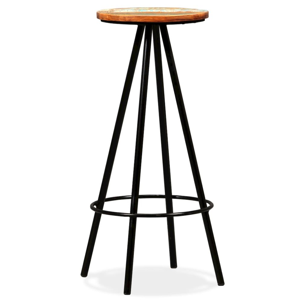 Bar Stool Set of 2 Multicoloured Solid reclaimed wood and steel