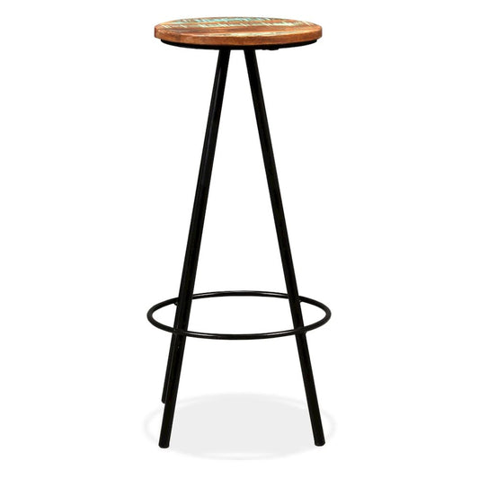 Bar Stool Set of 4 Varied Reclaimed Wood Standard Industrial
