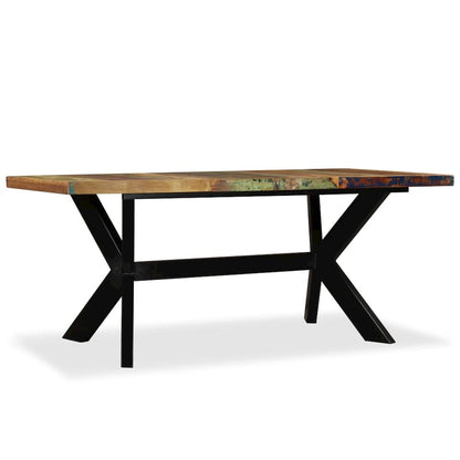 vidaXL Dining Table Solid Reclaimed Wood and Steel Cross 70.9"