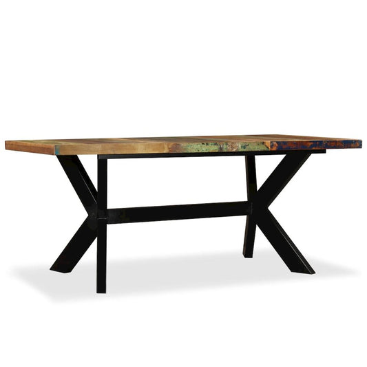 vidaXL Dining Table Solid Reclaimed Wood and Steel Cross 70.9"