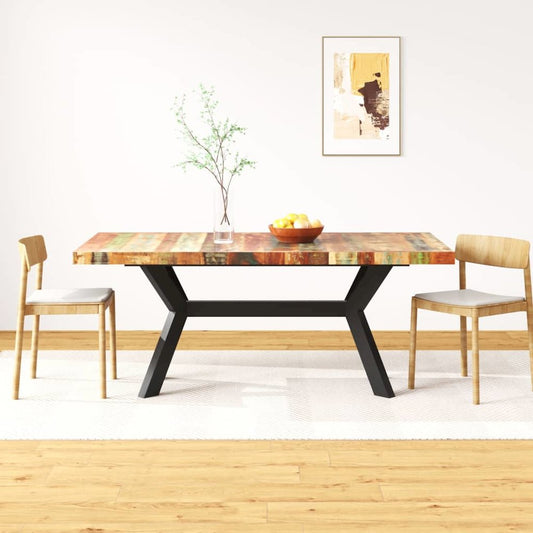 vidaXL Dining Table Solid Reclaimed Wood and Steel Cross 70.9"