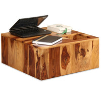 vidaXL Coffee Table Solid Sheesham Wood 27.6"x27.6"x11.8", 244927