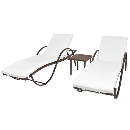 Sun Lounger Set of 5 Brown Powder-coated steel, PE rattan Large