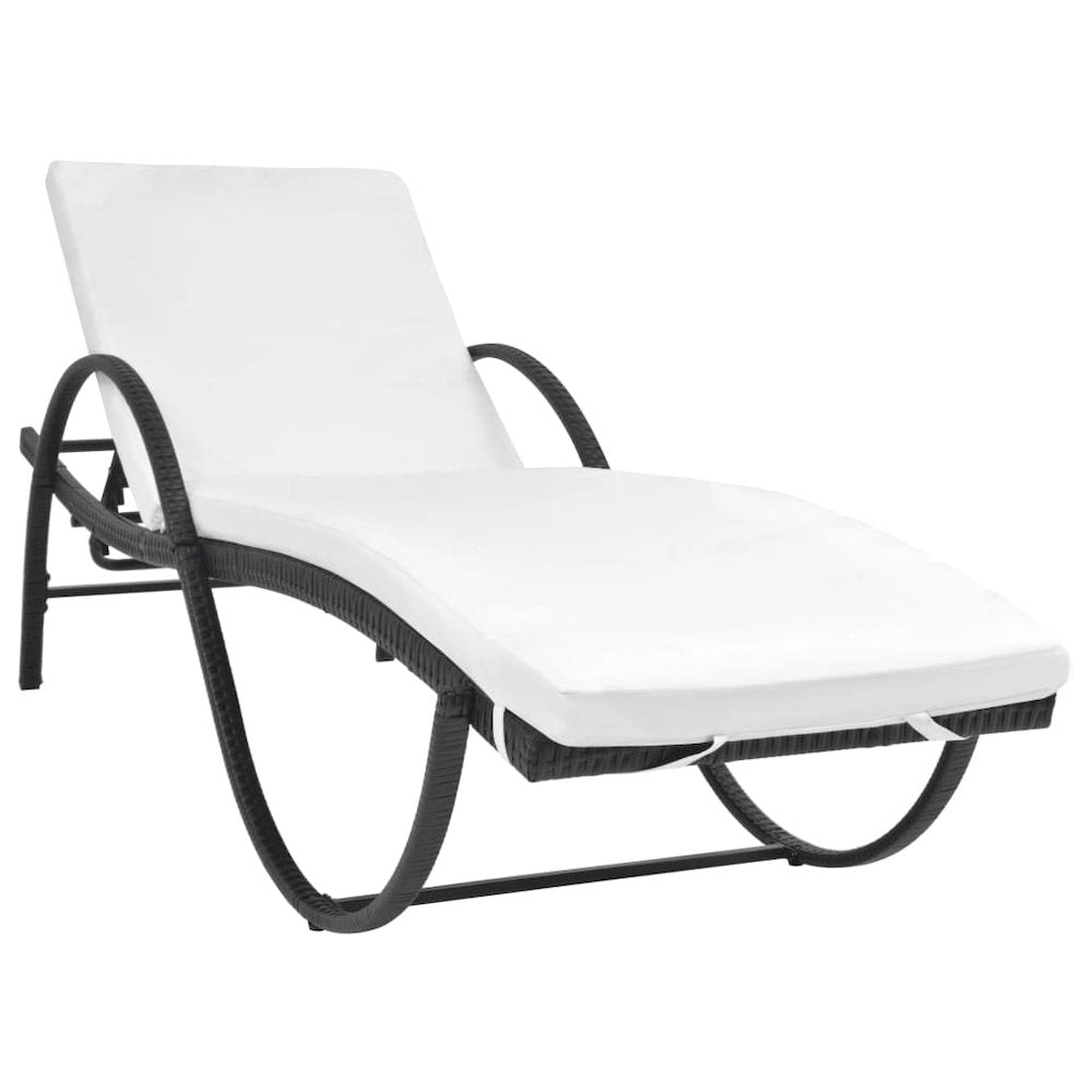 Sunlounger Set of 5 Black and cream white