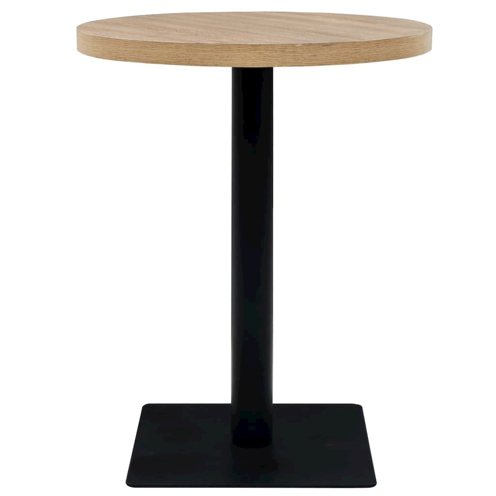 vidaXL Bistro Table MDF and Steel Round 23.6"x29.5" Oak Color, 245612