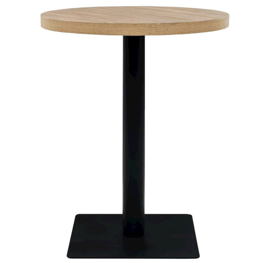 vidaXL Bistro Table MDF and Steel Round 23.6"x29.5" Oak Color, 245612