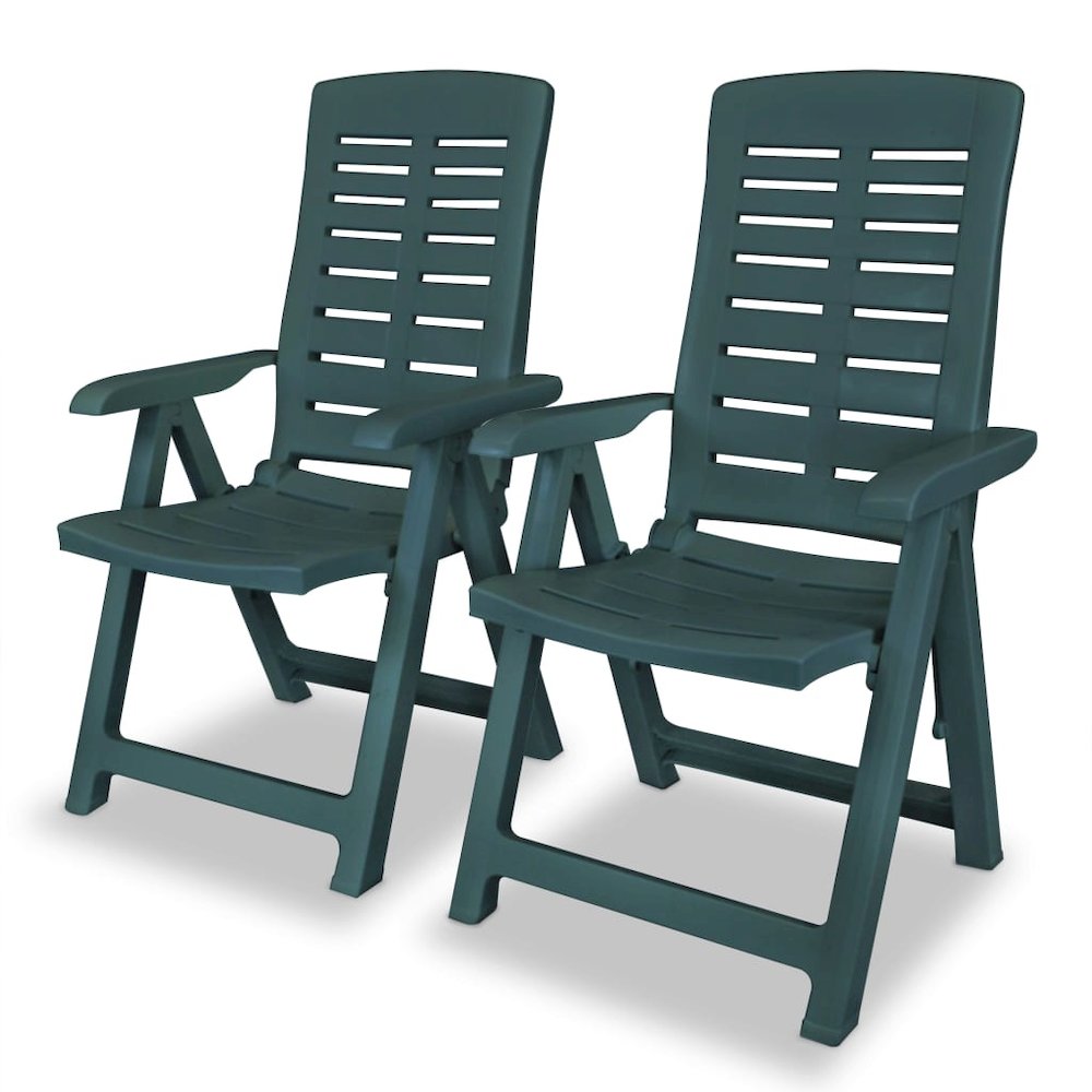 Garden Chair Set of 2 Green Plastic Standard Foldable