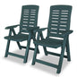Garden Chair Set of 2 Green Plastic Standard Foldable