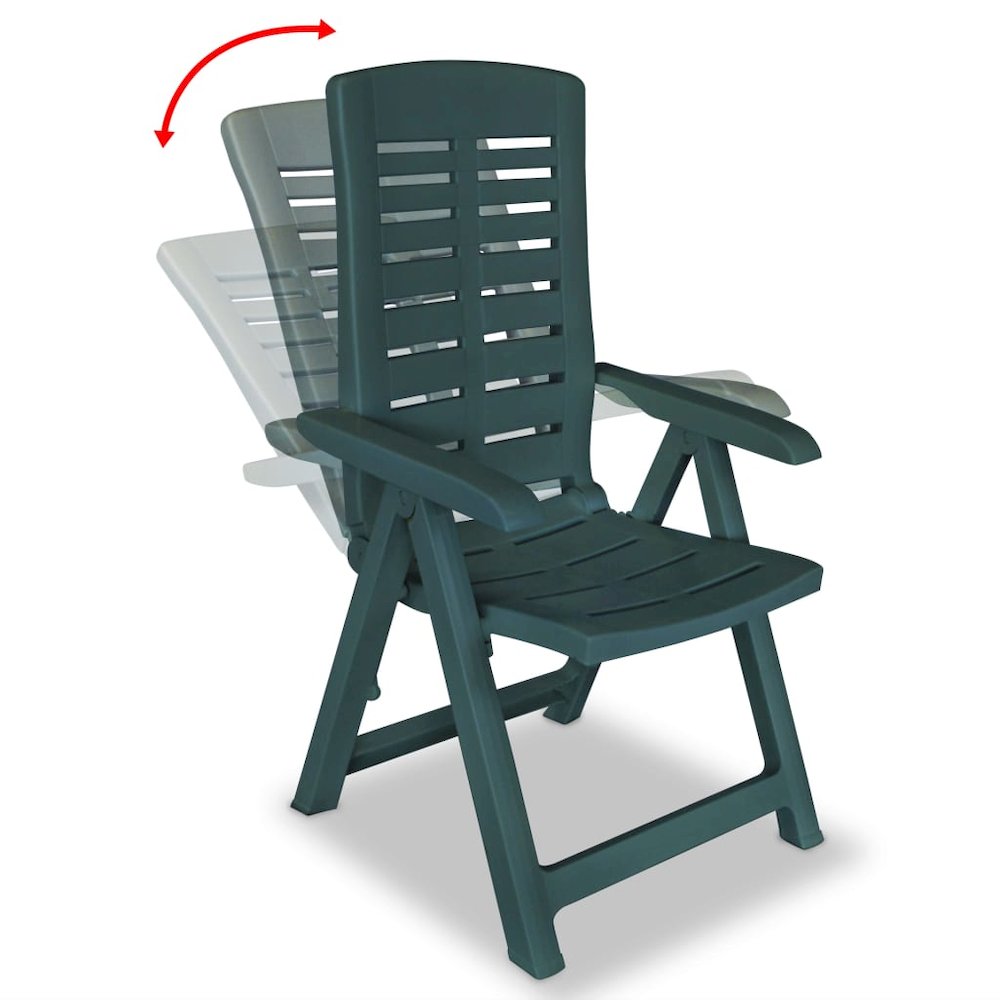 Garden Chair Set of 2 Green Plastic Standard Foldable
