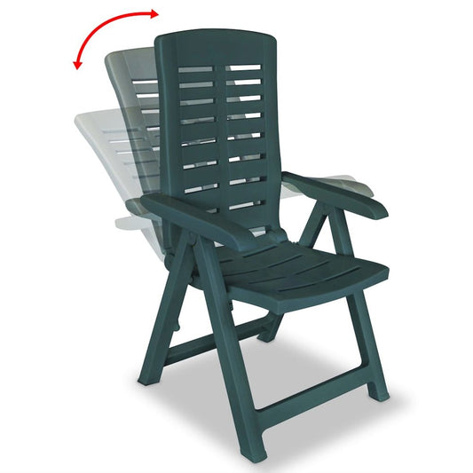 Garden Chair Set of 2 Green Plastic Standard Foldable