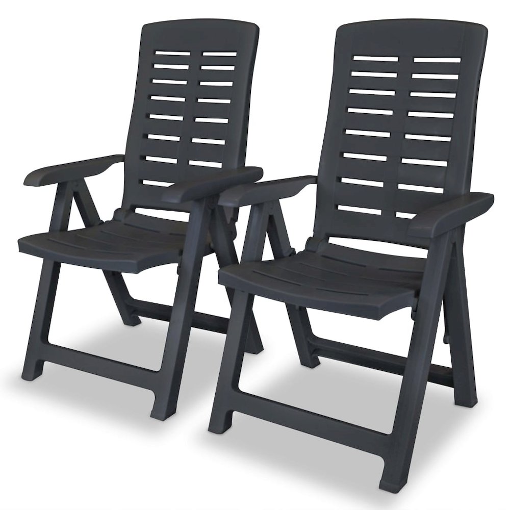 Garden Chair Set of 2 Anthracite Plastic Medium Foldable