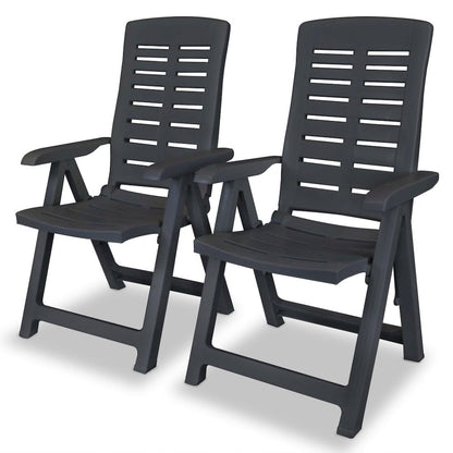 Garden Chair Set of 2 Anthracite Plastic Medium Foldable
