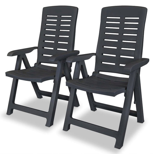 Garden Chair Set of 2 Anthracite Plastic Medium Foldable