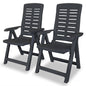 Garden Chair Set of 2 Anthracite Plastic Medium Foldable