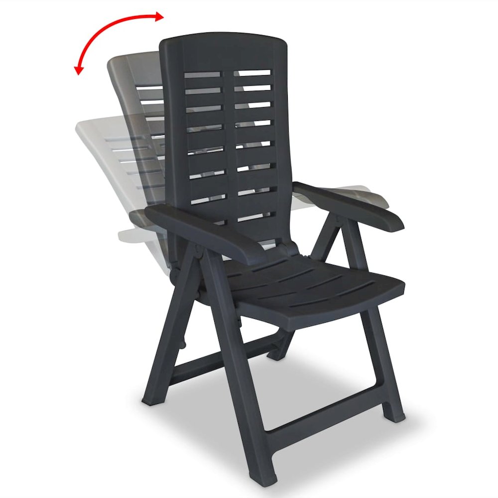 Garden Chair Set of 2 Anthracite Plastic Medium Foldable