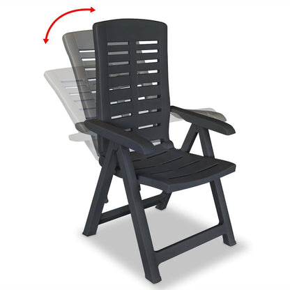Garden Chair Set of 2 Anthracite Plastic Medium Foldable