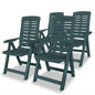 Garden Chair Set of 4 Green Plastic Standard Foldable