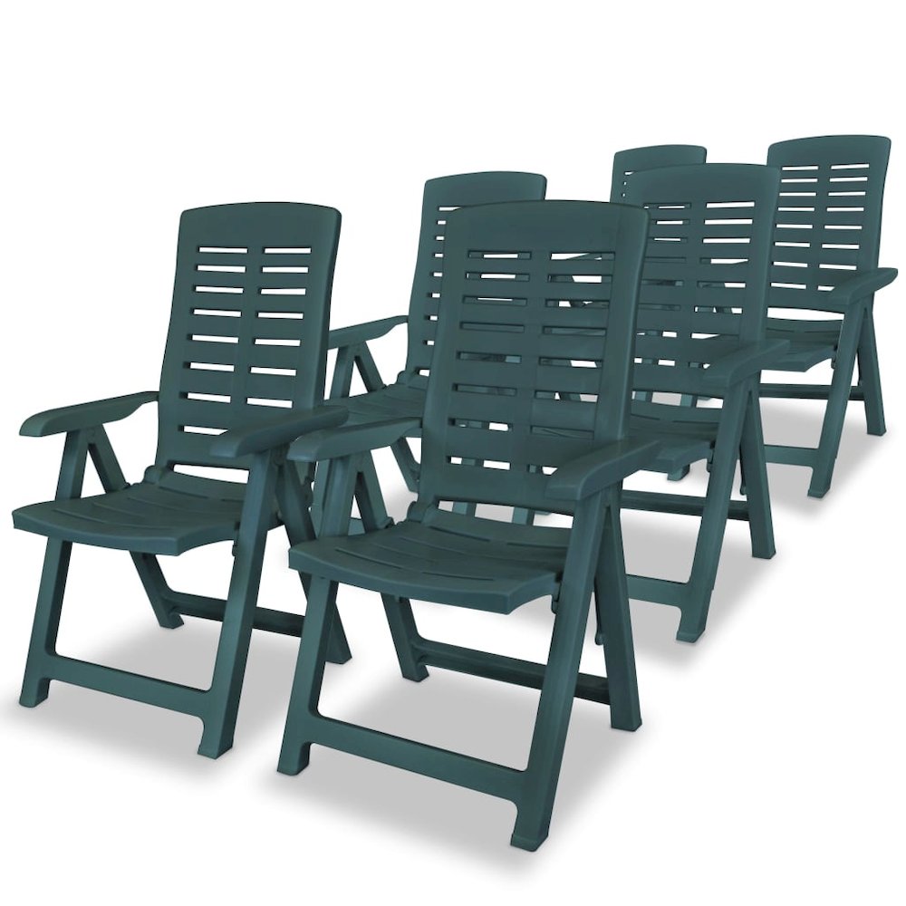 Garden Chair Set of 6 Green Plastic Standard Foldable