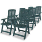 Garden Chair Set of 6 Green Plastic Standard Foldable